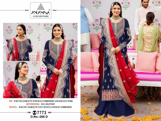 Anamsa 286 A To D Hit Colors Embroidery Georgette Pakistani Suits Wholesale Market In Surat
